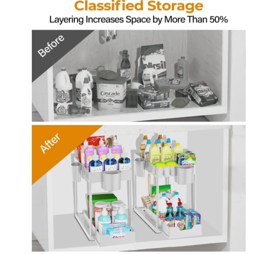 Under Sink Organizers and Storage Bathroom - 2 tiers - set of 2